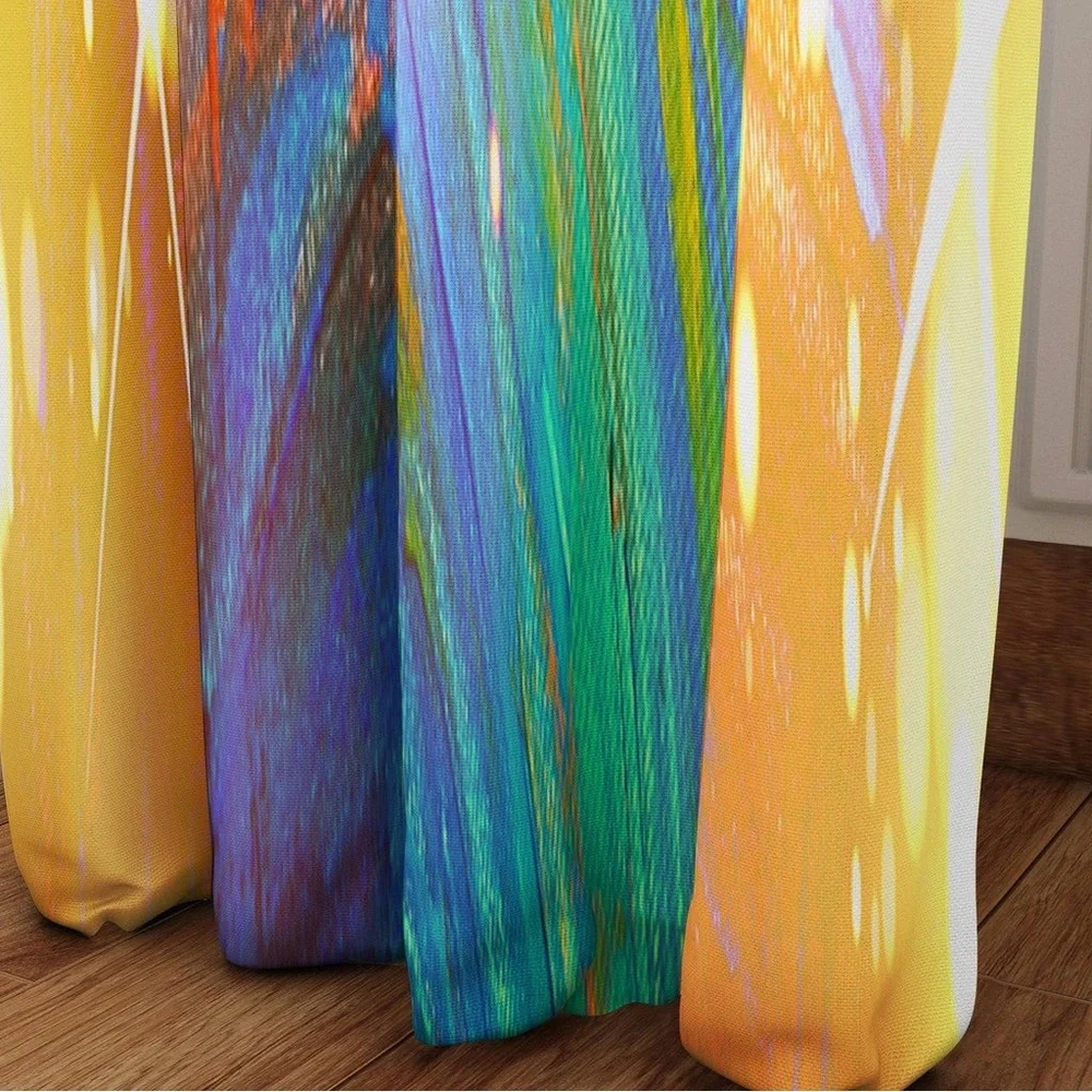 Wayfair Abstract Galaxy Curtain Panels Set Of 2, Semi Sheer Colorful Print